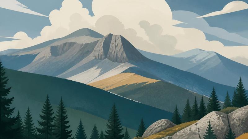 Illustration of the White Mountains region of New Hampshire