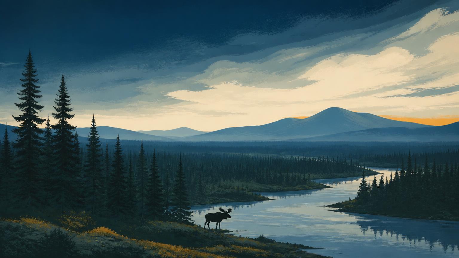 Illustration of the Great North Woods region, where Berlin is located
