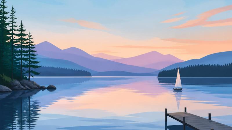 Illustration of the Lakes Region region of New Hampshire