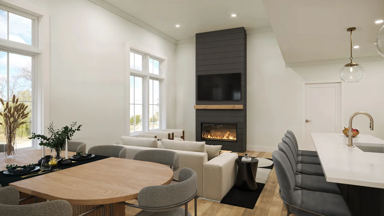 Conceptual living room with fireplace