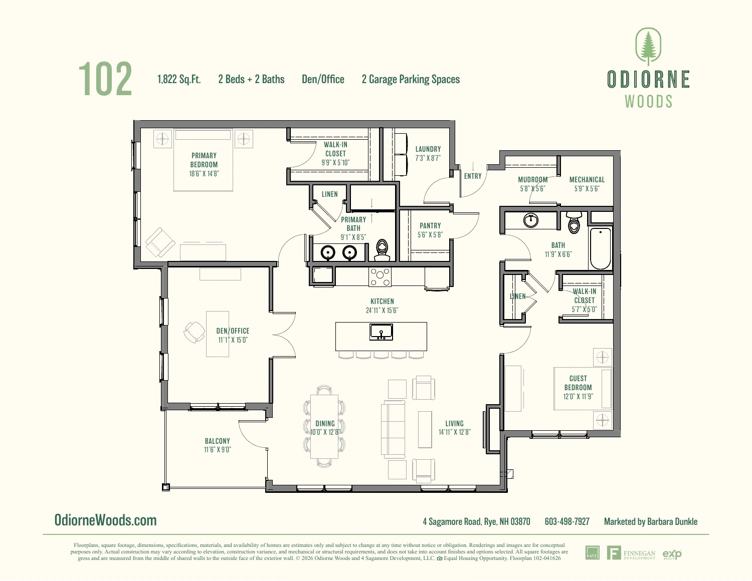 Original brochure floor plan for Residence 102