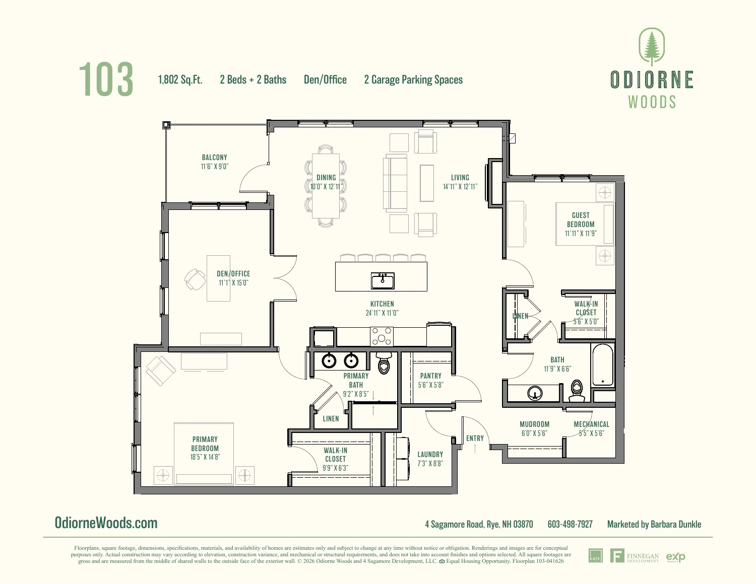Original brochure floor plan for Residence 103