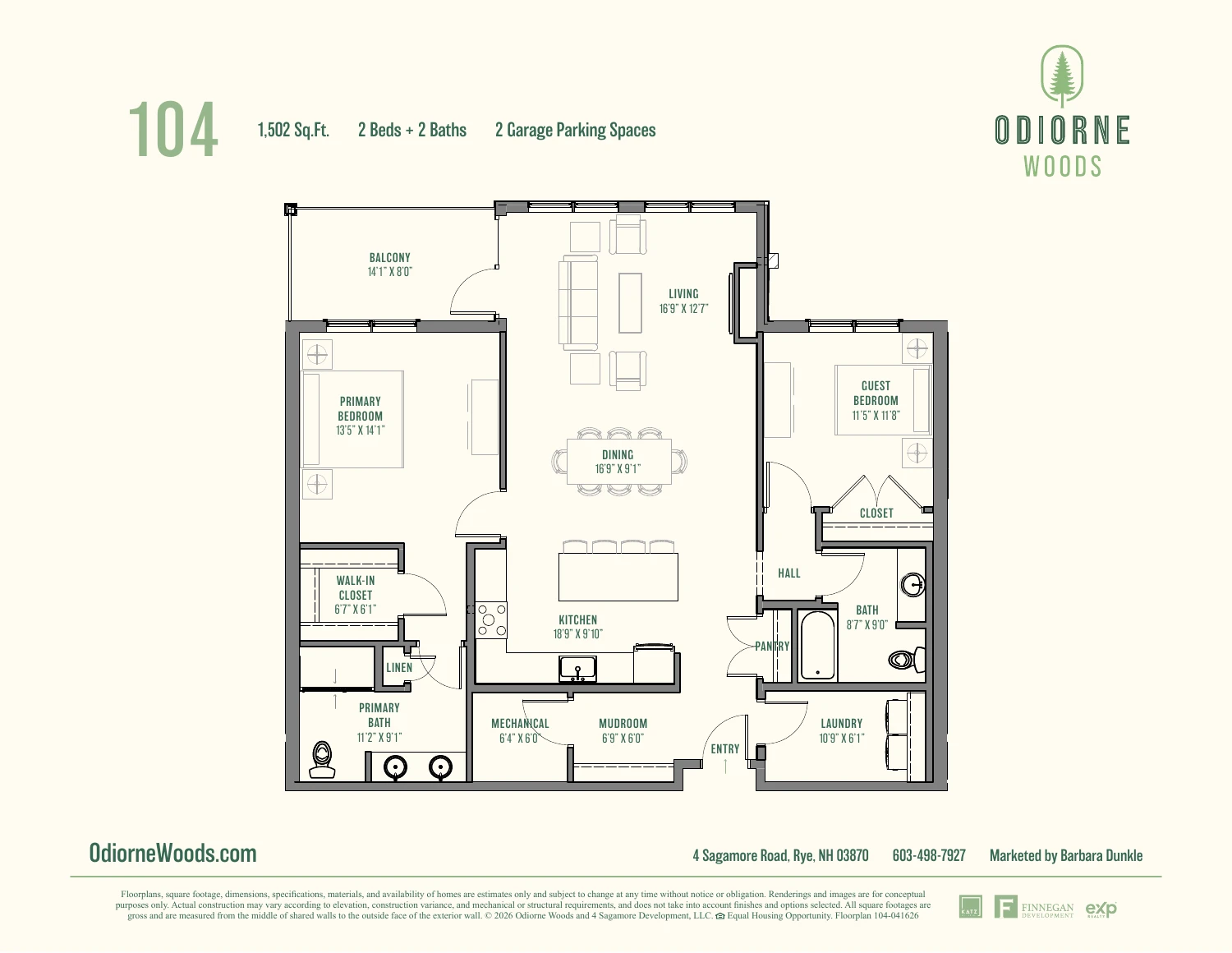 Original brochure floor plan for Residence 104