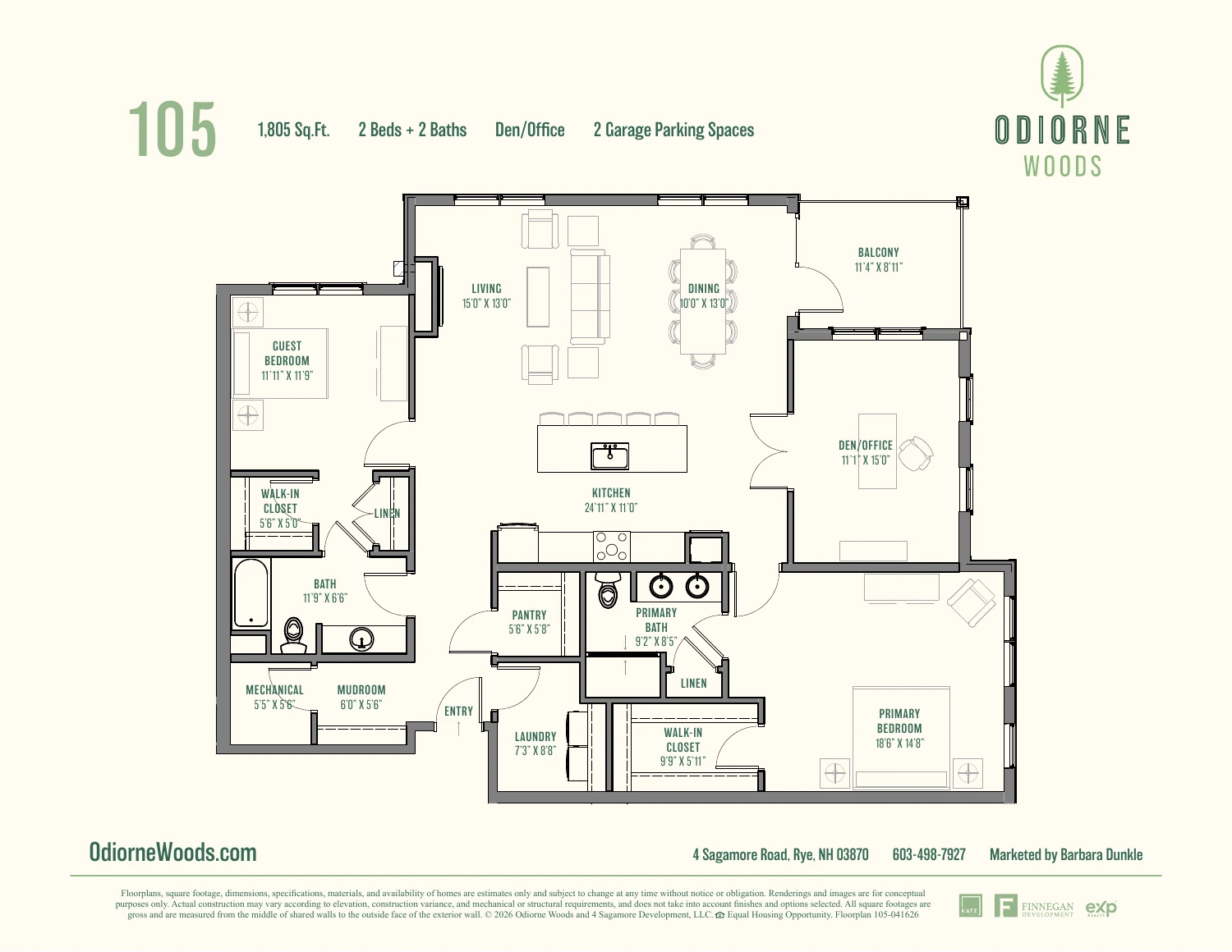 Original brochure floor plan for Residence 105
