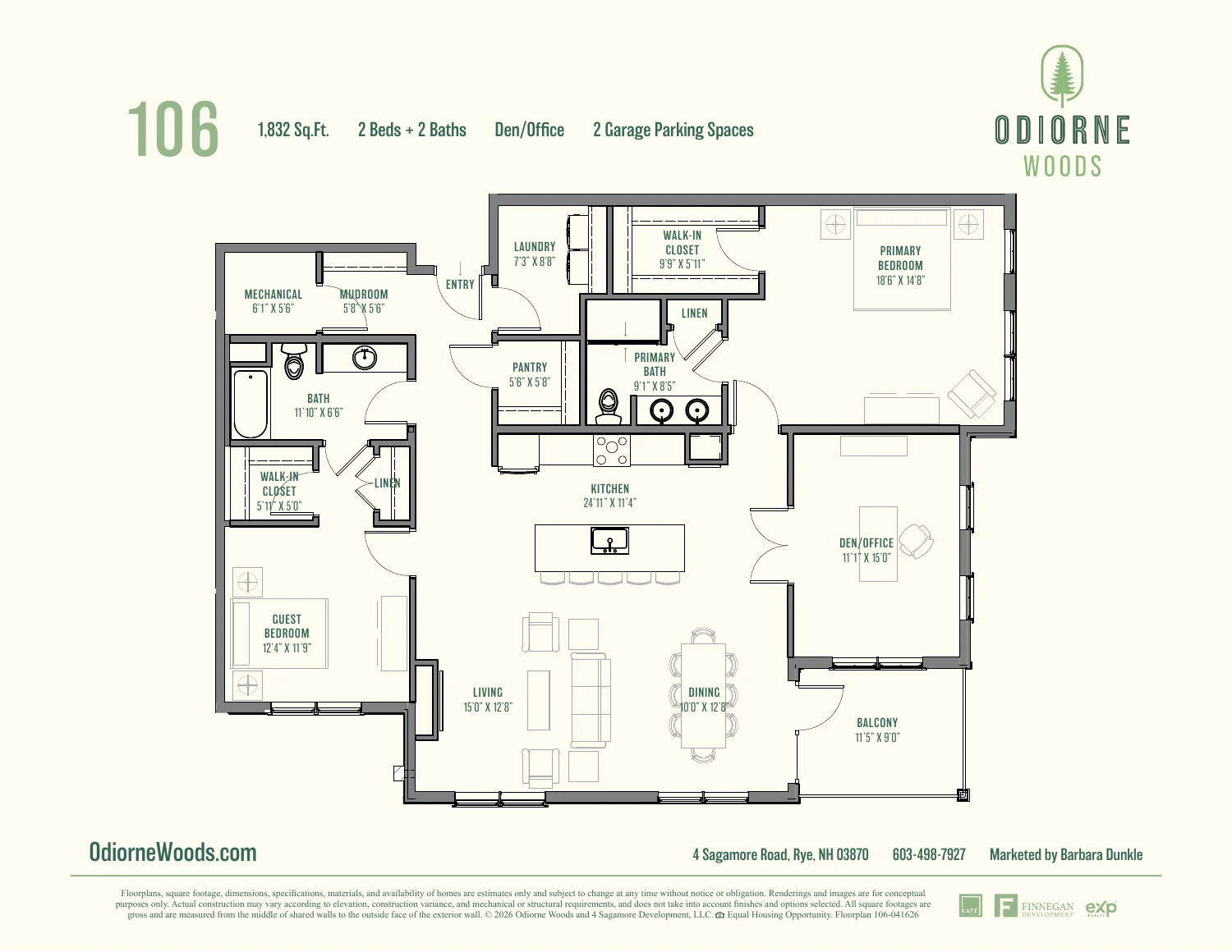 Original brochure floor plan for Residence 106