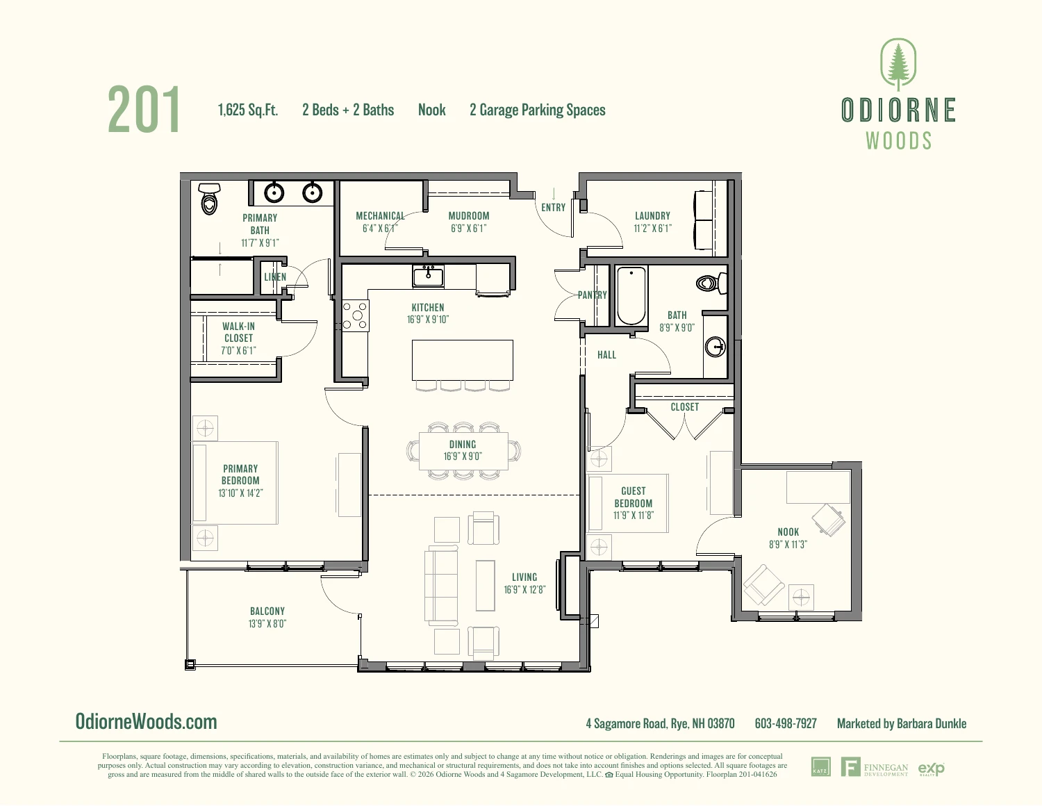 Original brochure floor plan for Residence 201