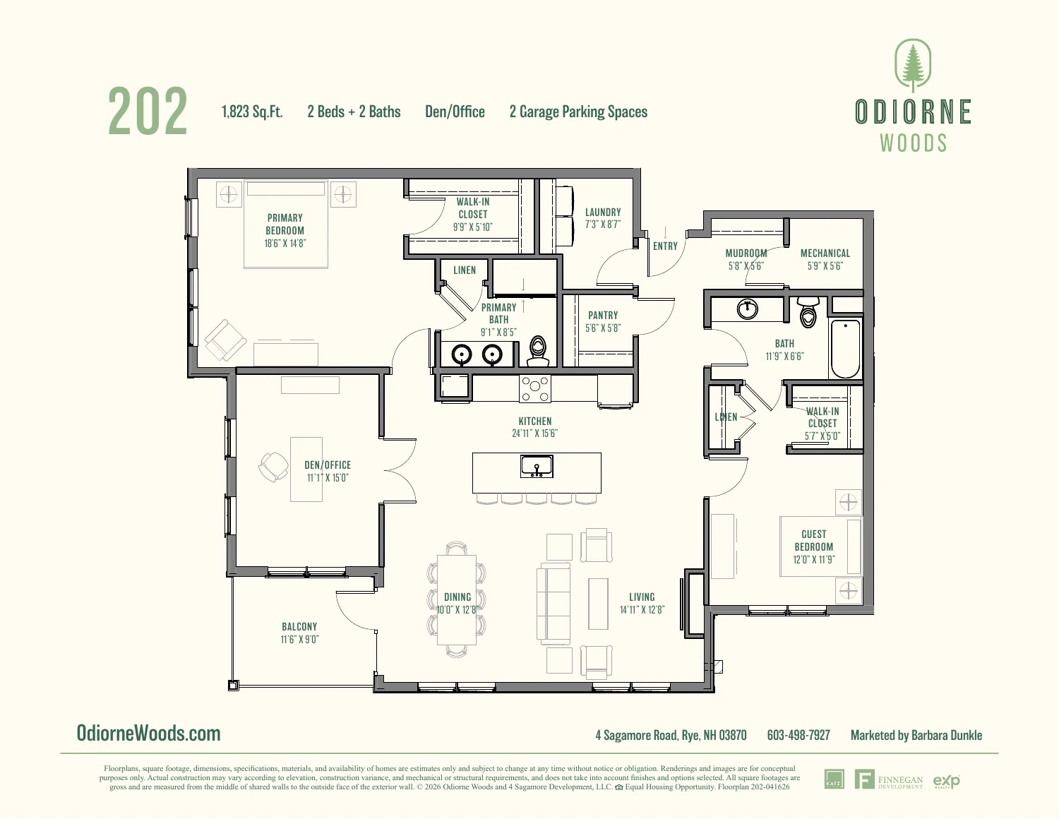 Original brochure floor plan for Residence 202