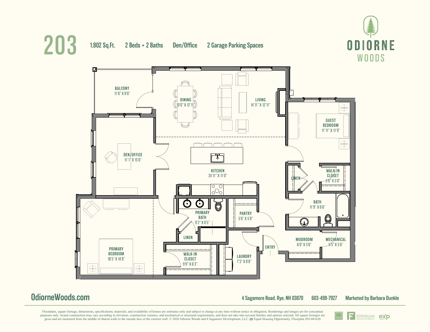 Original brochure floor plan for Residence 203