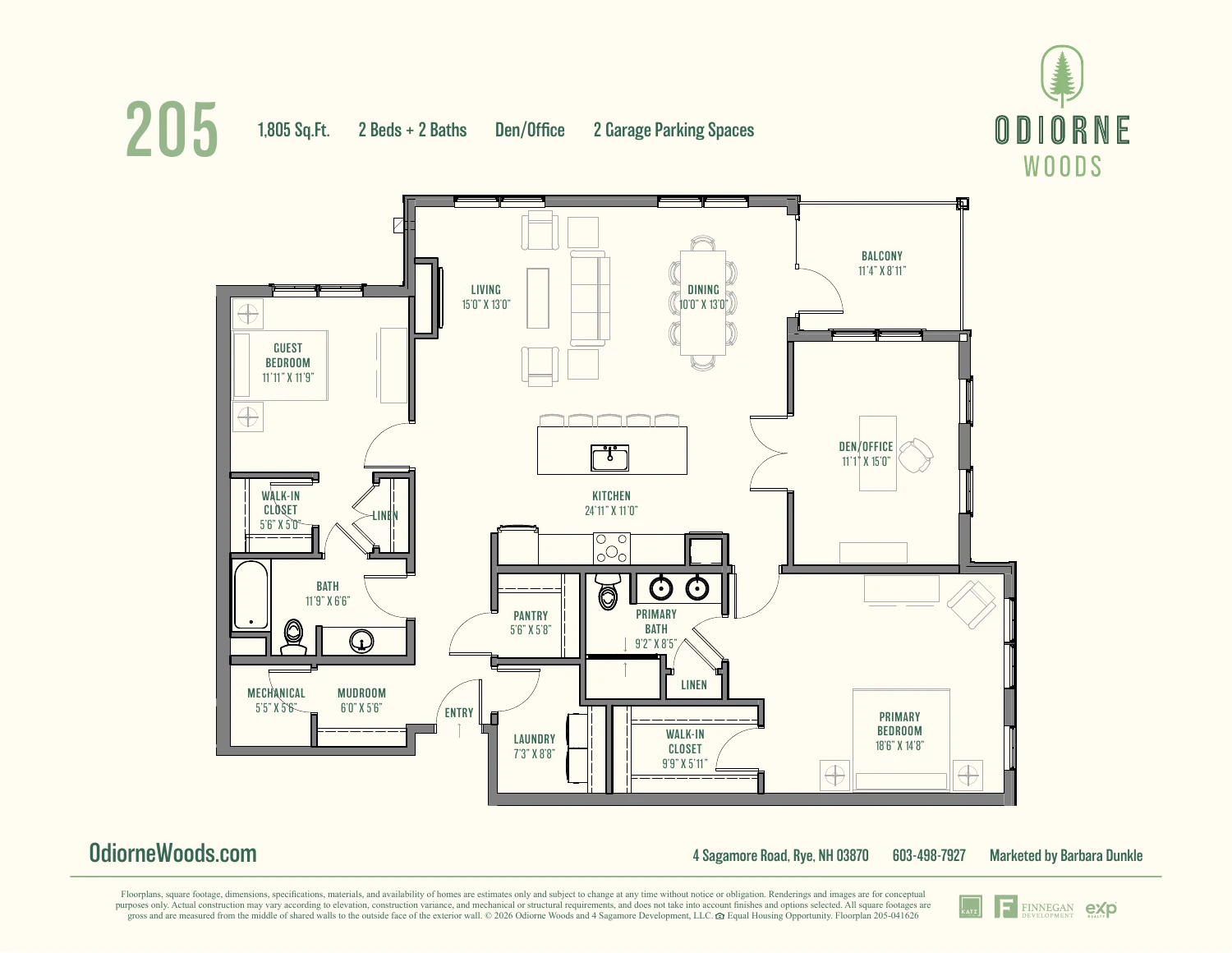 Original brochure floor plan for Residence 205