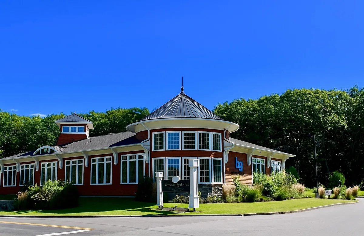 Bean Group headquarters at 1150 Sagamore Avenue in Portsmouth, with its round tower and Bean Group sign