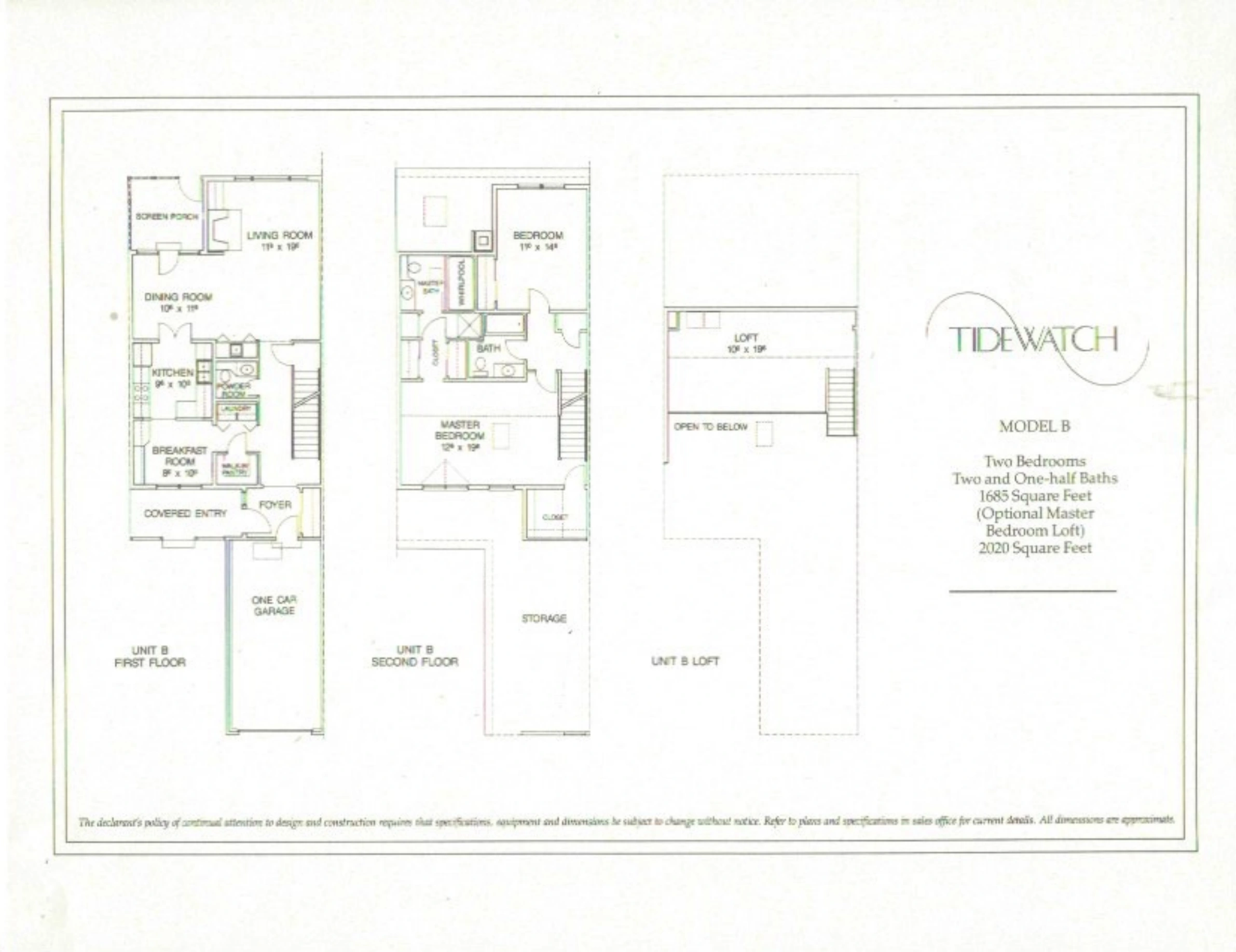 Model B original floor plan